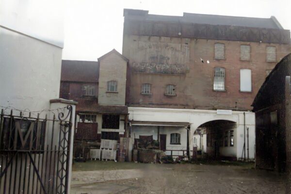 Dymore Brown Brewery 1980 - seen from yard in Queens Road (library)-Colorized