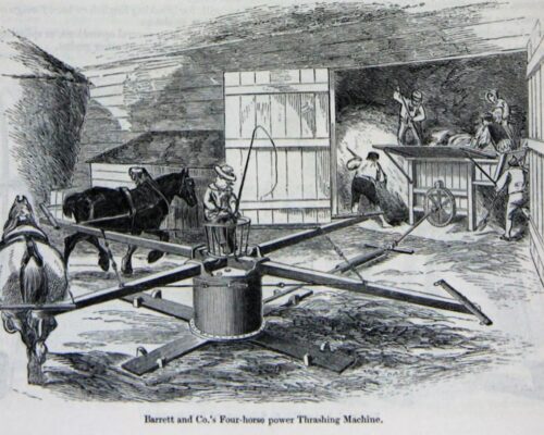 1851 - Reading Ironworks - 4 horse powered thrashing machine (Graces Guide)
