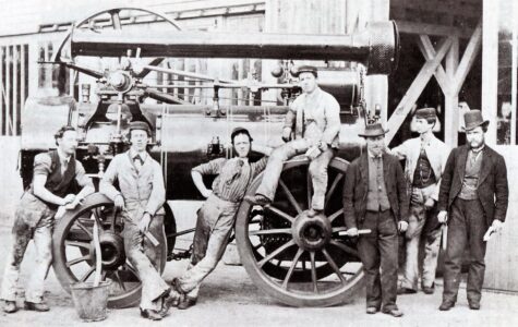 1872 - Reading Ironworks - Potable engine and crew - Alfred Barrett second right (From Reading Iron Works by Jonathan Brown)