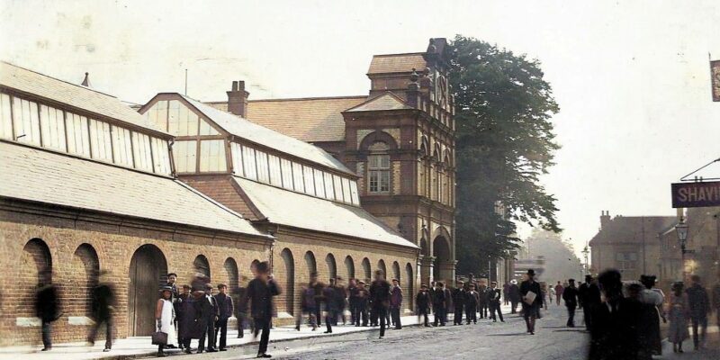 1905 - Huntley Boorne Stevens - Crown St looking east - Library-Colorized